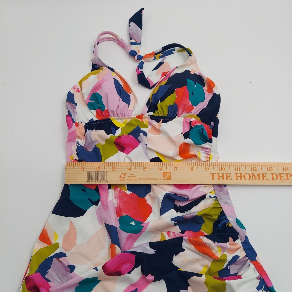 Gottex Tankini Top Womens 6 Multi NWT Abstract Floral Ruched Halter E22361B88 - Picture 3 of 10